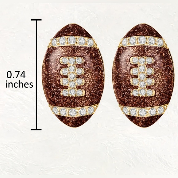 Bling Football Stud Earrings - Picture 4 of 10